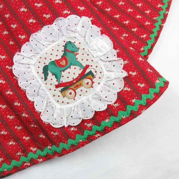 Vintage Tree Skirt, Handmade Quilt Rocking Horse - Picture 3 of 3